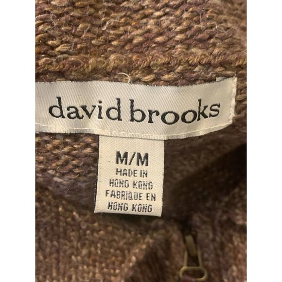 David Brooks brown zippered knit sweater jacket size M - Picture 3 of 11